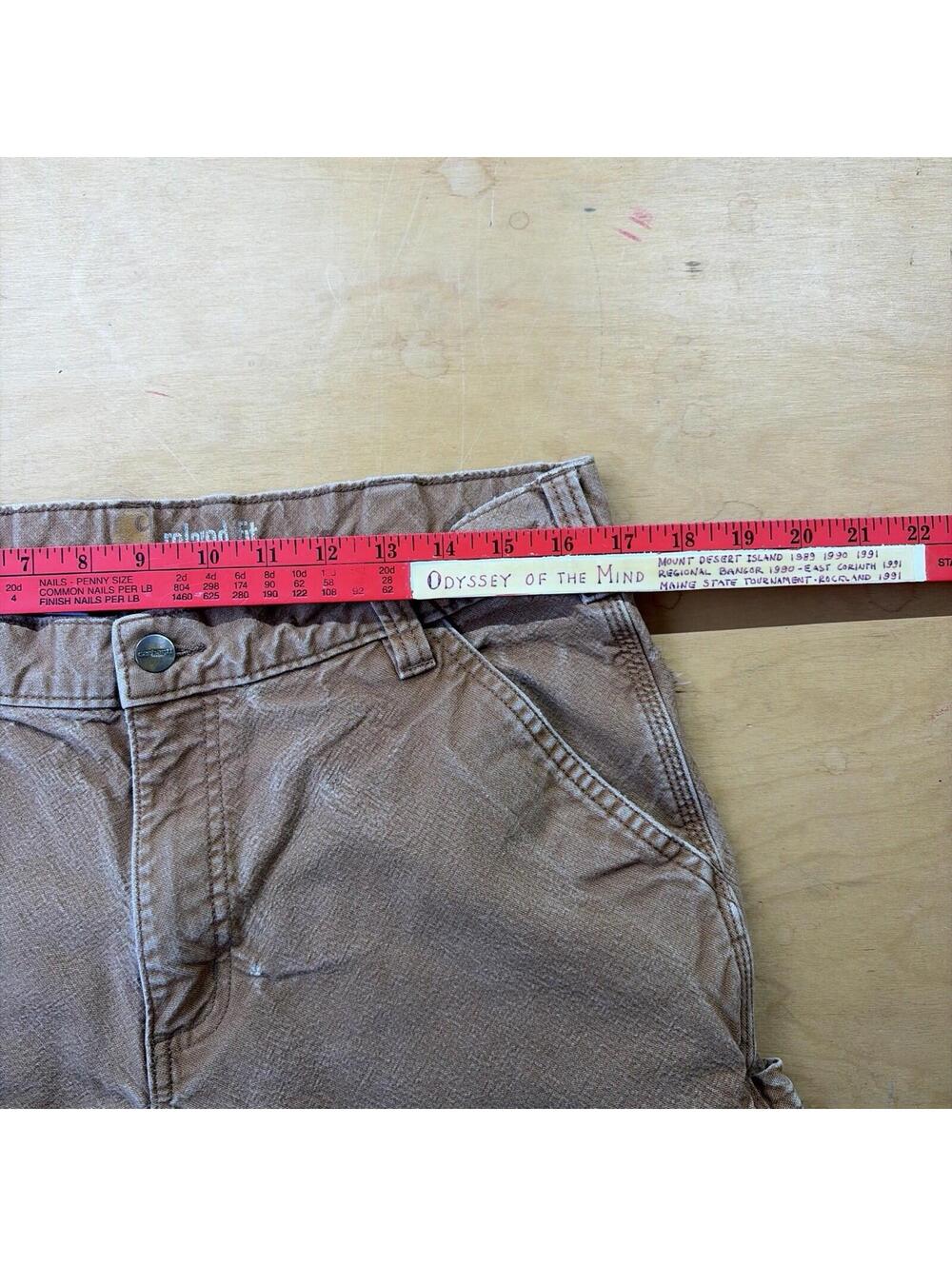 Tan Carhartt Canvas Carpenter Workwear Pants Relaxed Fit Size 34/28 - Picture 5 of 7